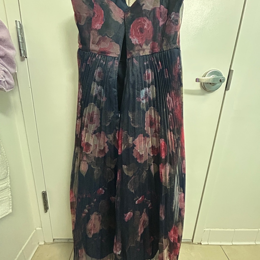 ππ©· Lulus Alluring Invite Midnight Blue Floral Pleated Bustier Dress - XL ππ©· - Picture 9 of 10